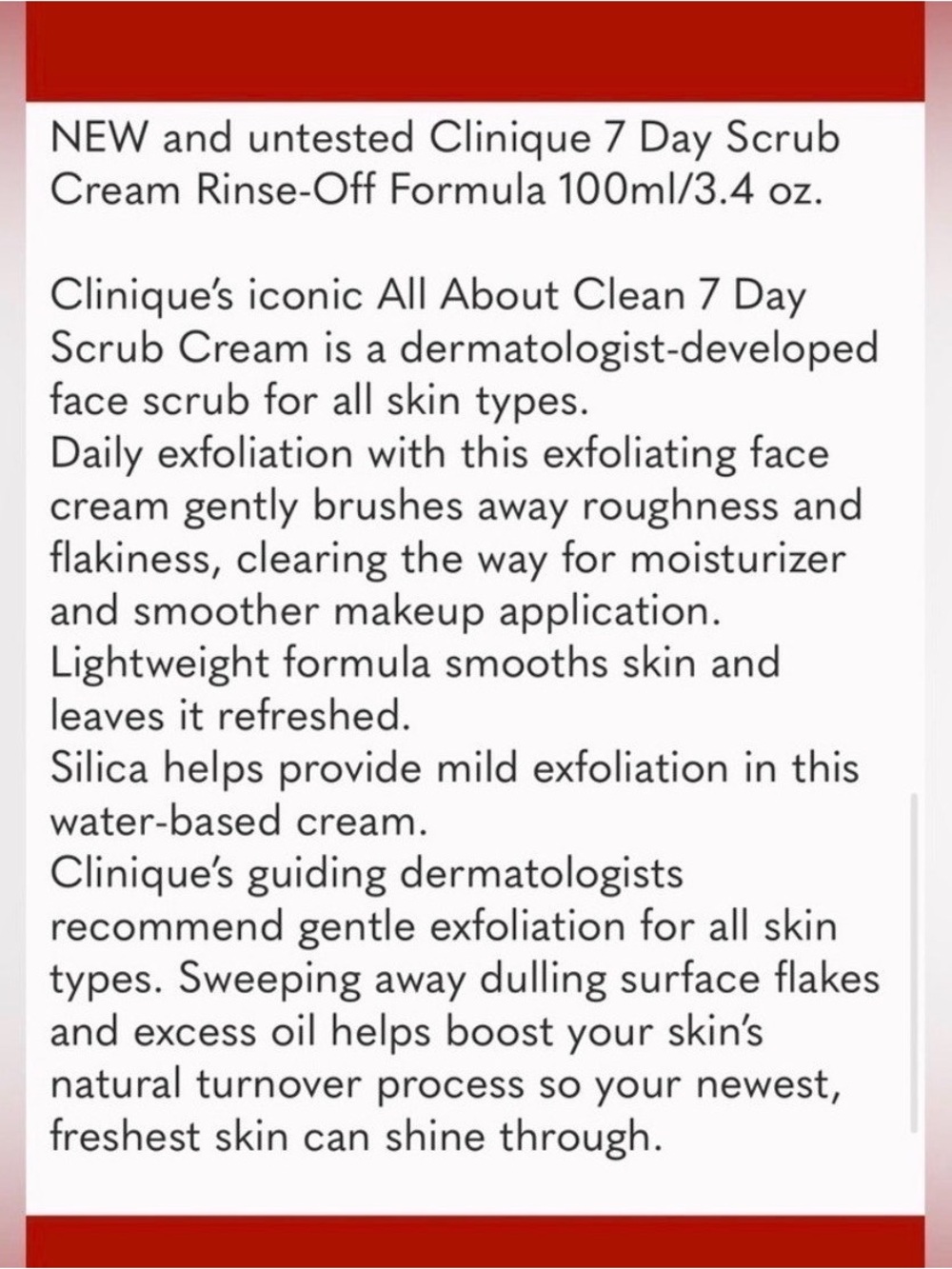 Clinique 7 Day Scrub Cream Rinse-Off Formula ~NEW~ 3.4oz Full Size $30 Value - Picture 9 of 10
